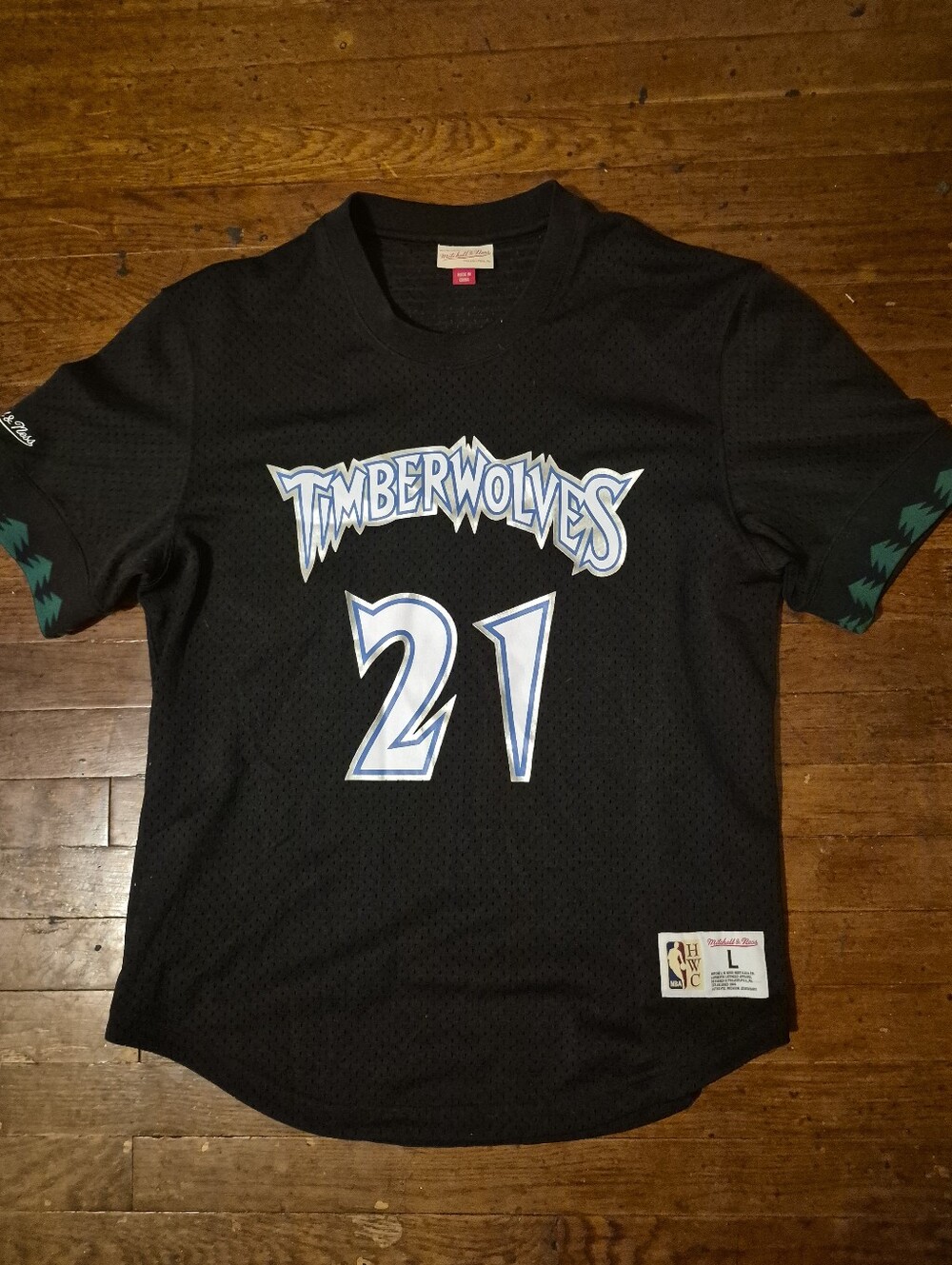 Minnesota Timberwolves Kevin Garnett Mems Sz L Mitchell & Ness Black Jersey